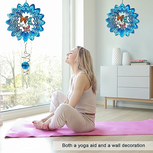 Hummingbird Wind Spinner - Hummingbird Gift for Women Men, Metal Wind Spinners for Outdoor & Indoor Decoration 12in 3D Hanging Bird Wind Catcher Unique Garden Decor Kinetic Yard Art Ornament