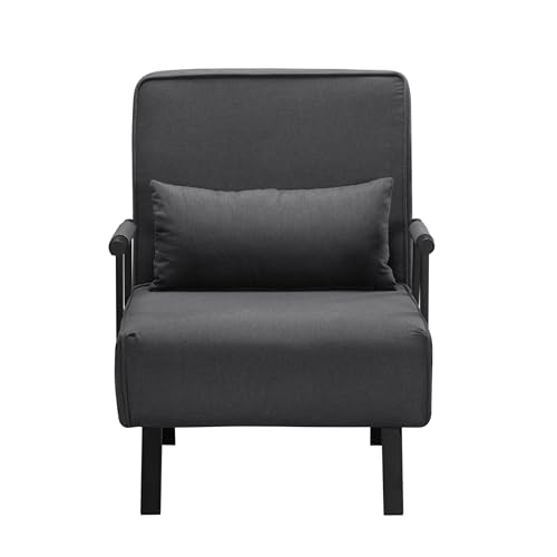 3 in 1 Sleeper Sofa Bed, Futon Sofa Bed for Living Room with Side Pocket, Black Sleepers Sofa Couch with Pullout Bed, Convertible Love Seat Sleepers Bed for Living Room, Bedroom, Small Space