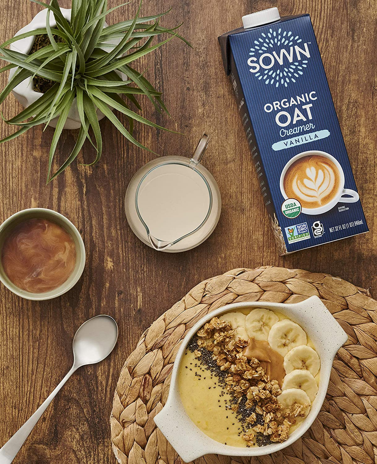 SOWN Organic Oat Creamer Unsweetened - Barista Oat Milk Non Dairy Coffee Creamer - Plant Based, Dairy-Free, Vegan, 0g Added Sugar, Gluten-Free, Non-GMO, Shelf Stable - 32oz (Pack of 6)