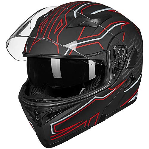 ILM Motorcycle Dual Visor Flip up Modular Full Face Helmet DOT 6 Colors Model 902