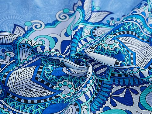YiHomer Mykonos Blue Paisley Tile Bordered Tabletop for Spring Summer Decorations, Picnics and Dinner Parties - Indoor Outdoor, Stain and Water Resistant, Tablecloth, 60 x 84 Rectangle