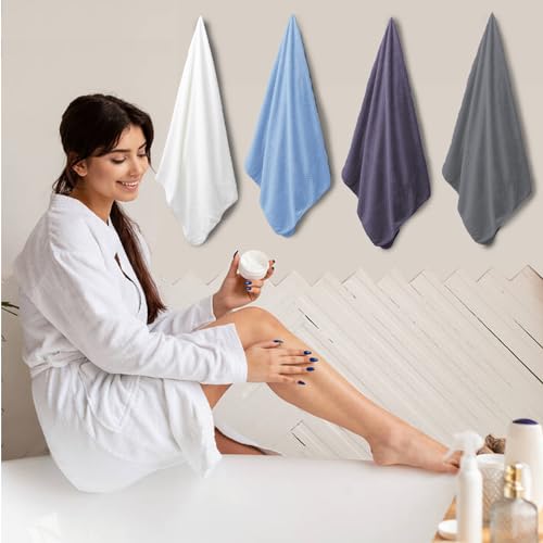 4 Pack Large Bath Towels Set 35x70 Black Oversized Bath Sheet Chair Towels, 600 GSM Ultra Soft & Absorbent Towels for Bathroom, Quick Dry Towel for Gym Hotel Camp Pool