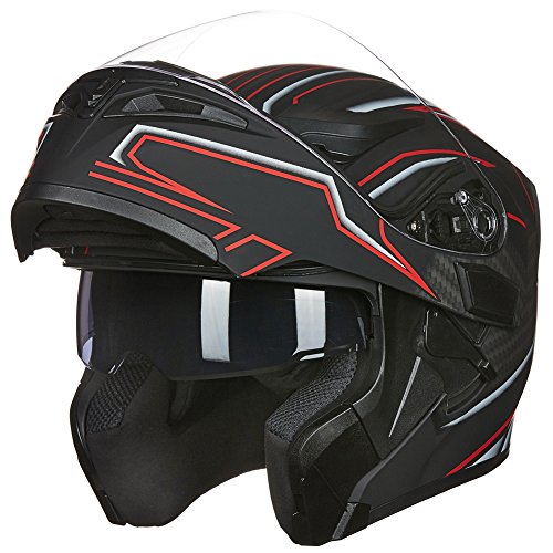 ILM Motorcycle Dual Visor Flip up Modular Full Face Helmet DOT 6 Colors Model 902