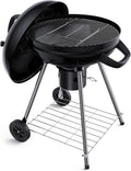 Charcoal BBQ Grill 22-Inch, Kettle Charcoal Grill with Lid Thermometer, Integrated Wheels, Plated Steel Grates, Slid Out Ash Catcher, Integrated Wheels, for Outdoor Cooking, Picnic, Patio, Backyard
