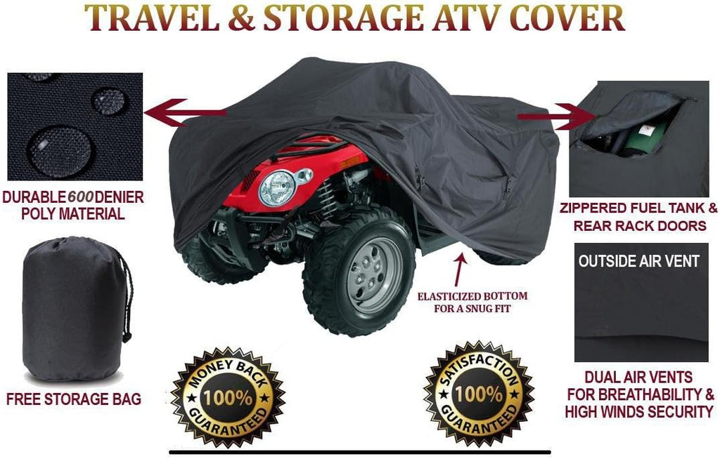 Heavy Duty 4 Wheeler ATV Cover Compatible for Cannondale Blaze 440 Quad All Terrain Vehicles 2002-2006. Strong All Weather Protection.