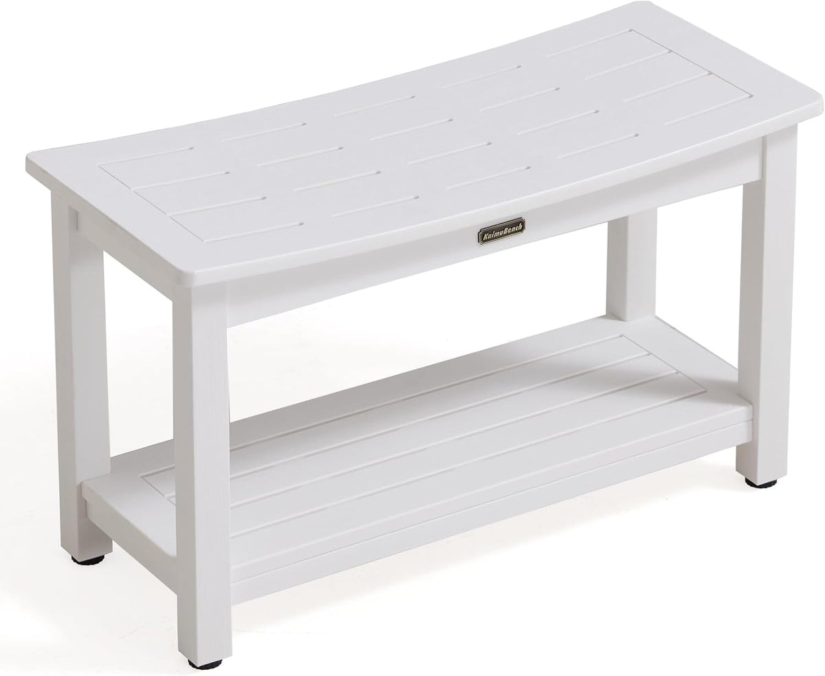 HDPS Shower Bench Seat, Poly Lumber Bathroom Stool for Inside Shower Waterproof, Foot Rest Stool for Shaving Legs with Adjustable Feet, Plastic Spa Bath Chair Seat for Bathroom, Non-Slip, Brown