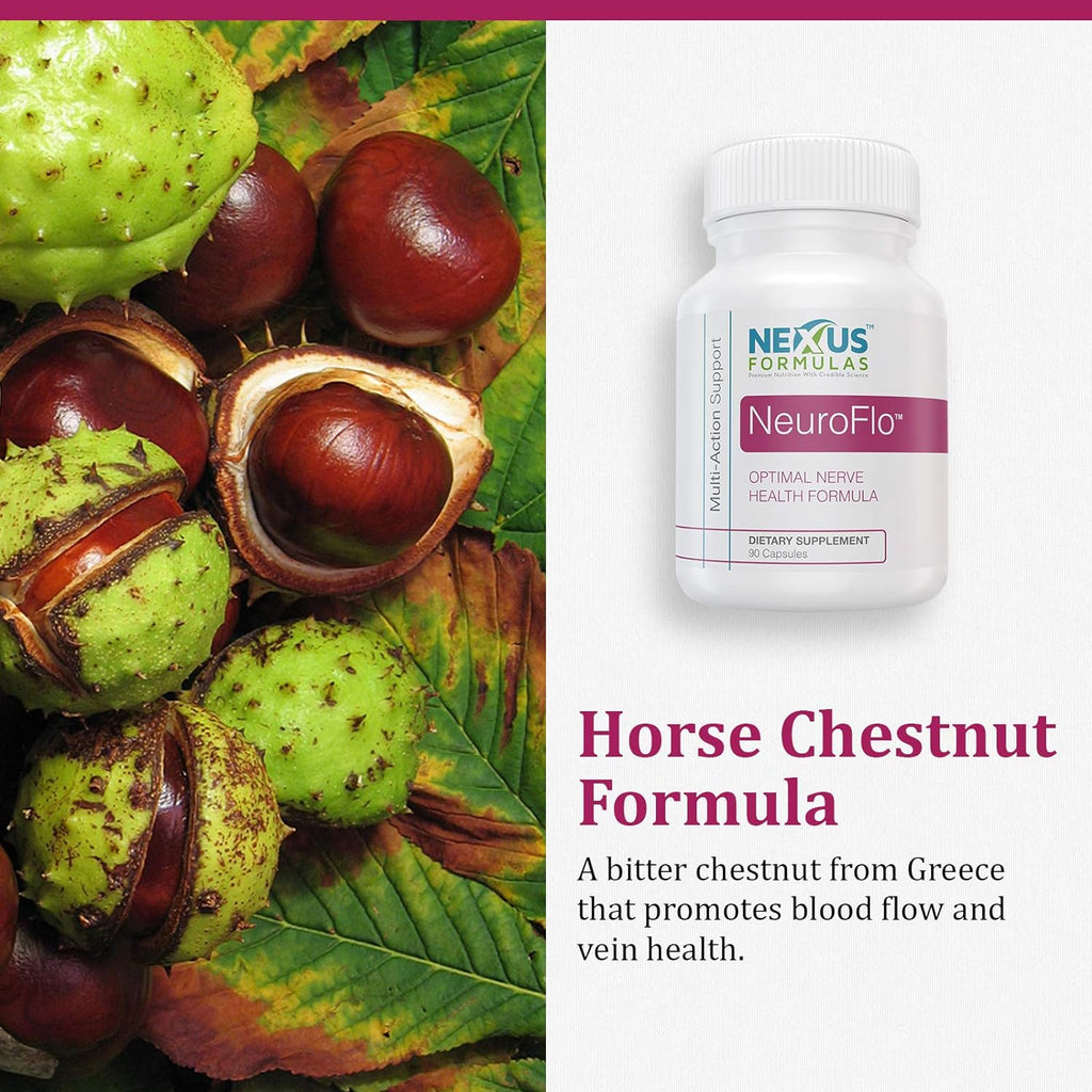 Nexus Formulas NeuroFlo Supplement - Circulation and Vein Support for Healthy Legs - Horse Chestnut Formula for Nerve Function, Numbness, Tingling