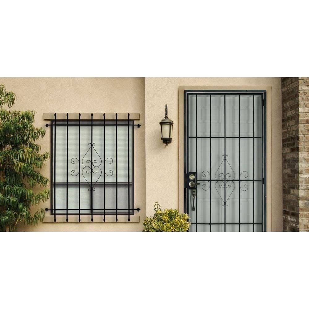 Unique Home Designs 36 in. x 80 in. SU Casa Black Surface Mount Outswing Steel Security Door with Expanded Metal Screen
