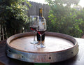 Lazy Susan from Reclaimed Wine Barrel ?C Oak Tray with Steel Rim & Handles ?C Rustic Charcuterie Board