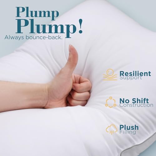 viewstar Bed Pillows King Size Set of 2, Hotel Quality, Down Alternative Big Pillow for Back, Stomach or Side Sleepers, Firm