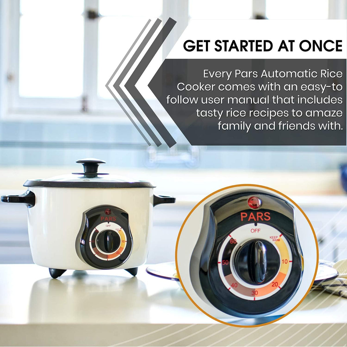 Pars Automatic Persian Rice Cooker - Tahdig Rice Maker Perfect Rice Crust, 10 Cup