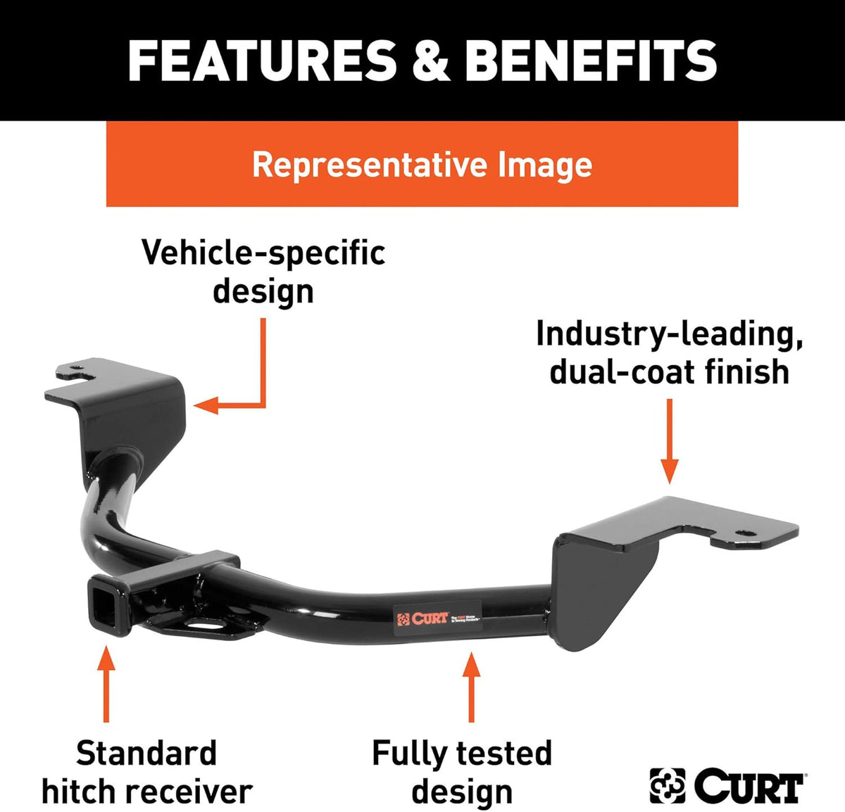 CURT 113123 Class 1 Trailer Hitch with Ball Mount, 1-1/4-In Receiver, Fits Select Ford Mustang