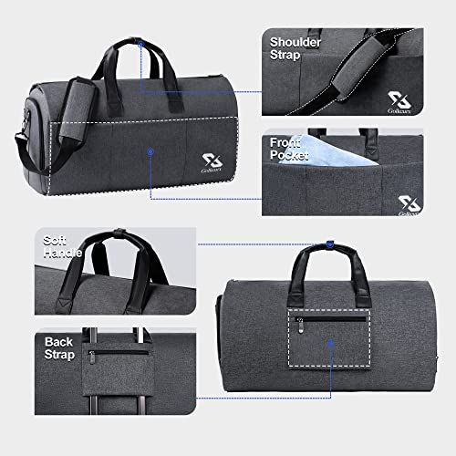 Convertible Garment Bag for travel,Carry on Garment Duffle Bag with Shoe Compartment, Detachable Shoulder Strap - 2 in 1 Suit Bags Suit Travel Bags for Men Women