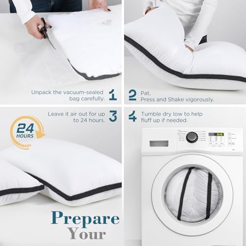 viewstar Bed Pillows King Size Set of 2, Hotel Quality, Down Alternative Big Pillow for Back, Stomach or Side Sleepers, Firm