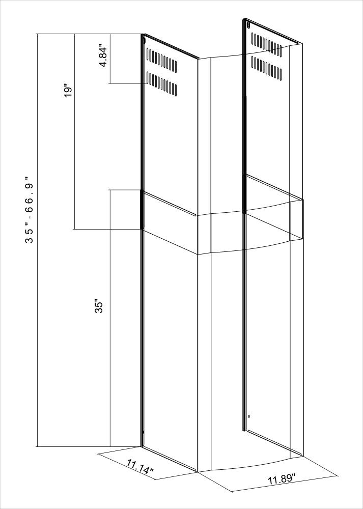 Winflo Stainless Steel Chimney Extension (Up to 11 ft. Ceiling) for Wall Mount Range Hood, Silver