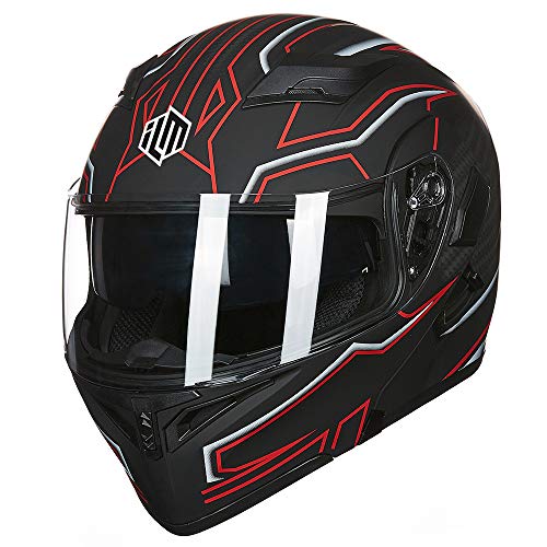 ILM Motorcycle Dual Visor Flip up Modular Full Face Helmet DOT 6 Colors Model 902