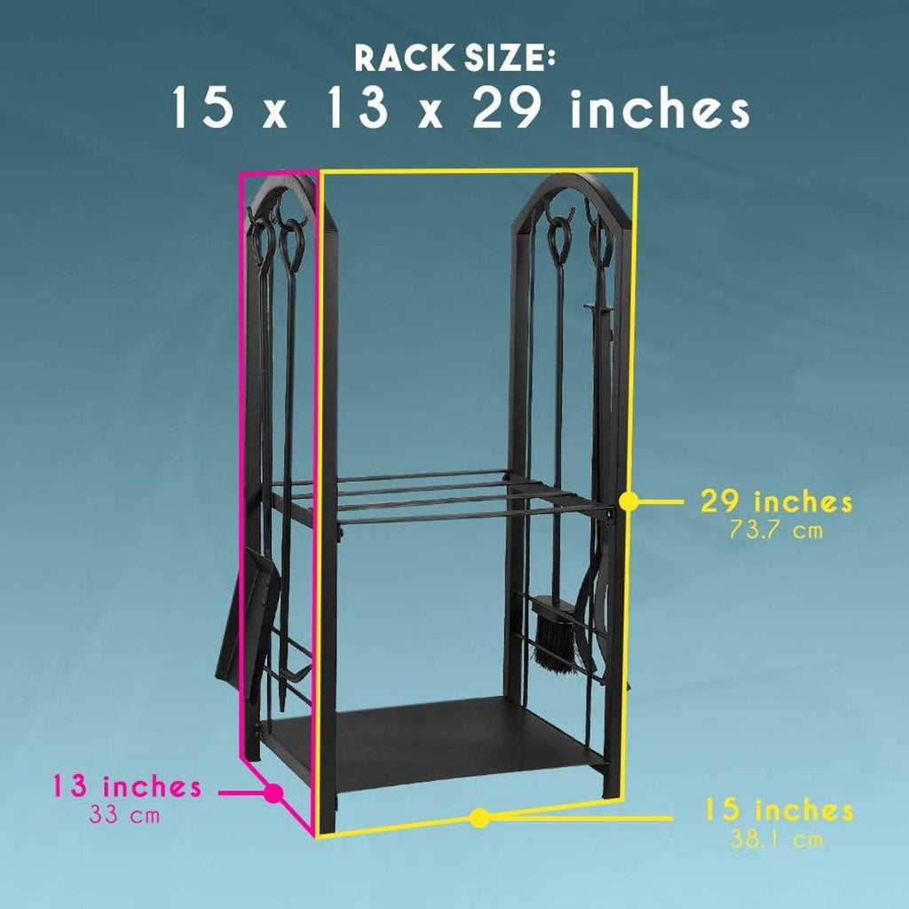 Juvale Firewood Rack with 4 Fireplace Tools - Fireplace Log Holder for Indoor An