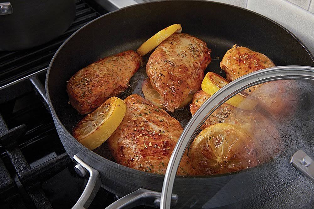 Calphalon Classic Nonstick Saute Pan with COVER, 5 Quart, Grey
