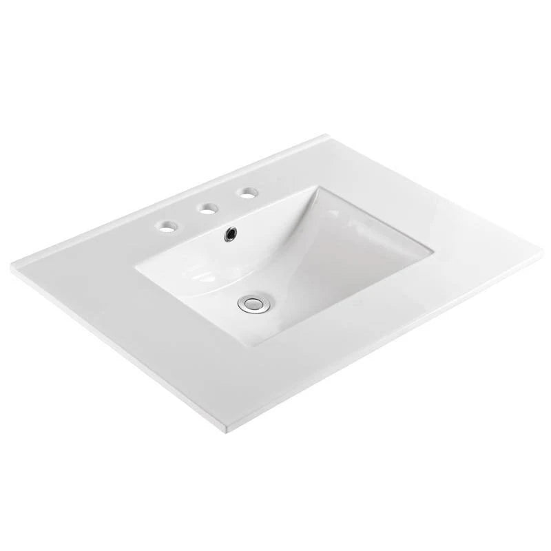 Empire Industries Unique 31x22 W x 22x22 L Ceramic Vanity Top in White (Single Hole)