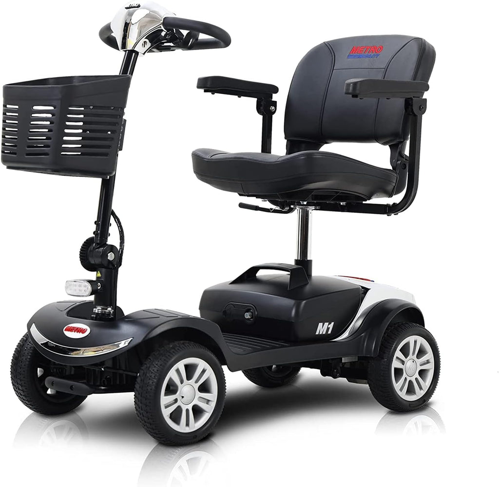 Electric Mobility Scooter for Adults and Seniors 4 Wheel Powered Mobility Scooters for Travel, Elderly - Long Range Power Extended Battery with Charger and Basket Included