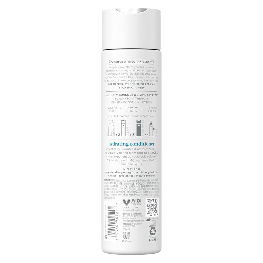 Dove Density Boost Hydrating Conditioner Scalp + Hair Therapy for dry hair, with Vitamin B3, Zinc and 0% sulfates, 9.25 oz