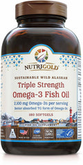 NutriGold Triple Strength Omega-3 Fish Oil 180 Softgels