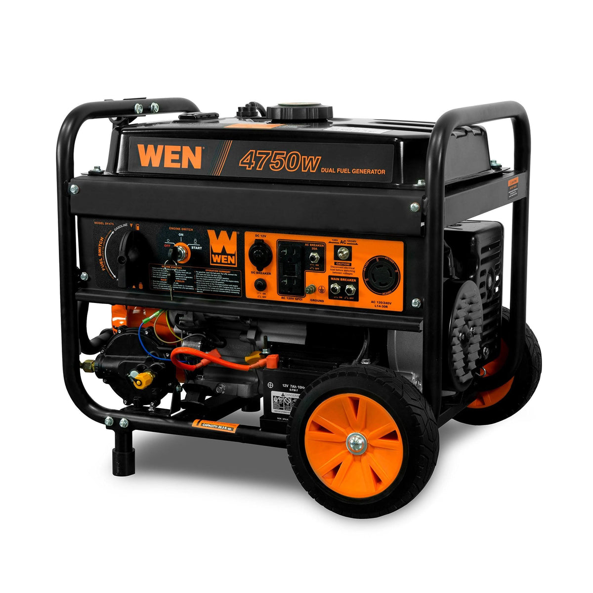 Wen DF475T 4750-Watt 120V/240V Dual Fuel Portable Generator with Wheel Kit and Electric Start - Carb Compliant