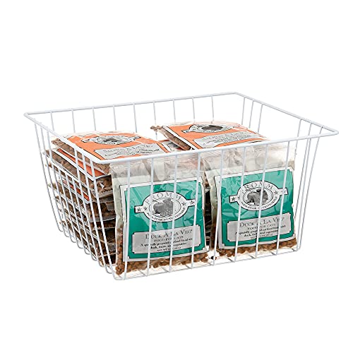 Freezer Wire Baskets, Kitchen Storage Organizer Bins for Chest and Upright Freezer, Refrigerator Dividers Containers with Handles - Pearl White (3)