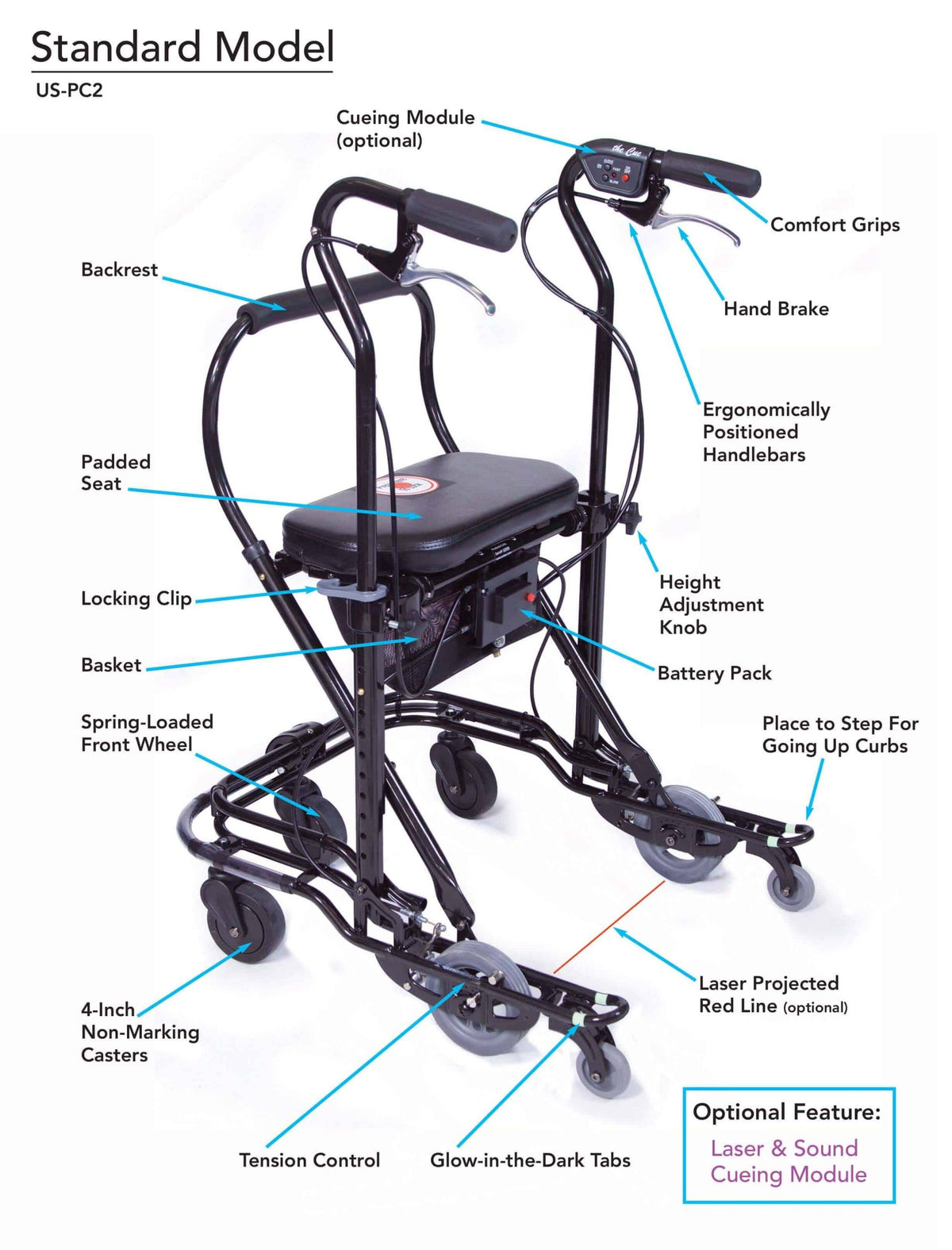 U-Step Walking Stabilizer - Walker - Tall - 6-Foot 1 to 6-Foot 3