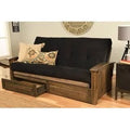 Copper Grove Kostandovo Storage Futon in Rustic Walnut Finish with Suede Mattress (Suede Black)