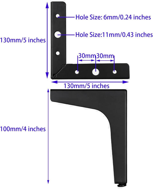 4 Inch Furniture Legs Modern Metal Cabinet Legs Set of 4, Furniture Feet Black Dresser Legs DIY Replacement Feet for Table Sofa Nightstand Chair Couch Ottoman Cabinet