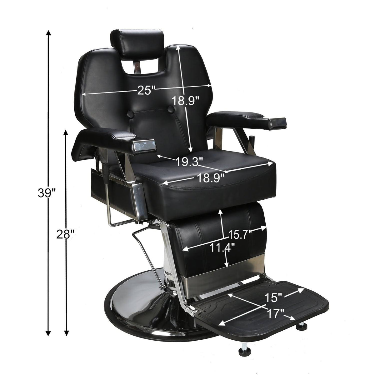 BarberPub All Purpose Hydraulic Recline Barber Chair (Black)