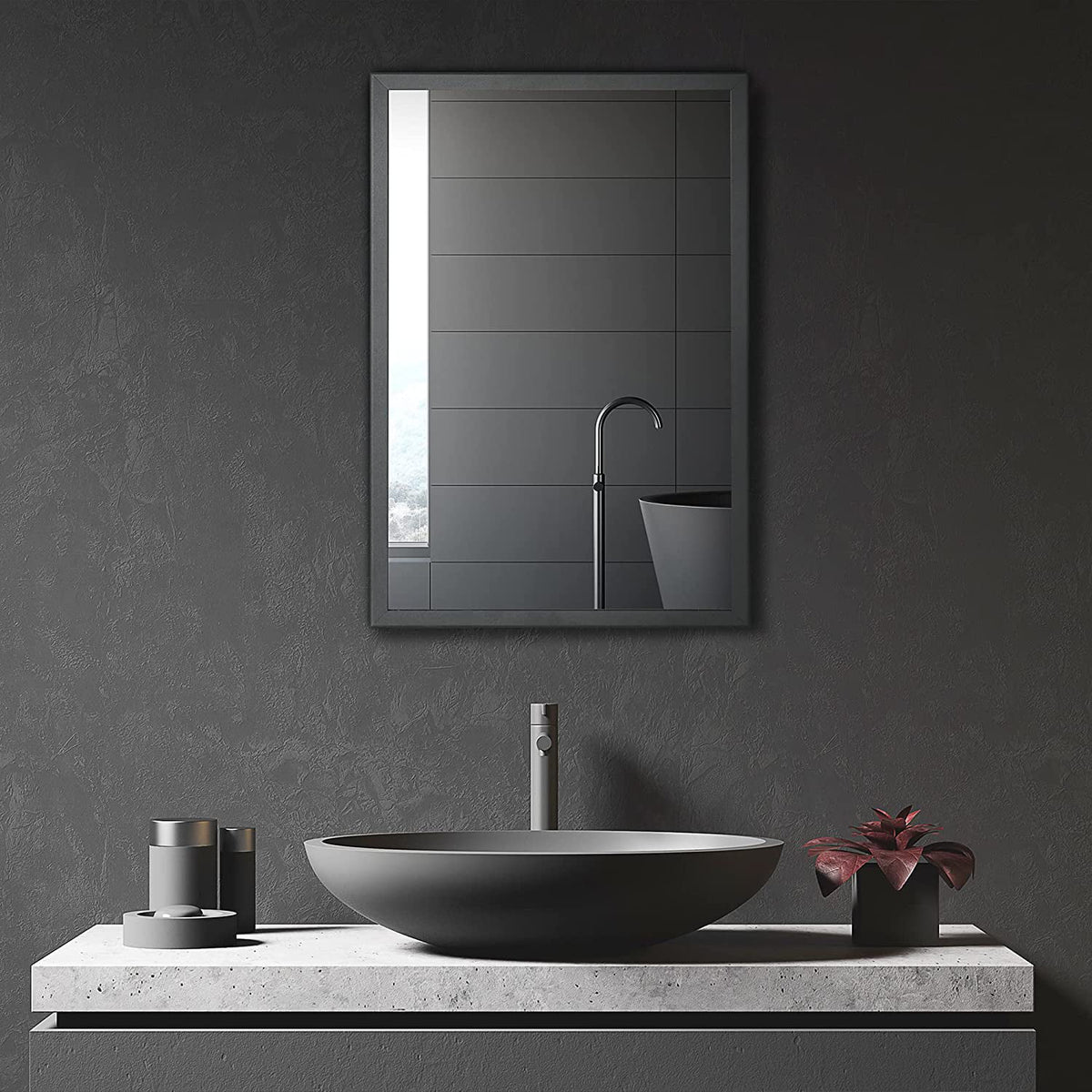 Wall-Mounted Medicine Cabinet with Mirror, Stainless Steel Bathroom Mirror Cabinet Wall Mounted with Storage Shelves for Living Room and Laundry Room, Black