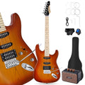 Leo Jaymz 39 Full Size ST Style Electric Guitar Starter Kit with SSH Pickup, 5W Portable Amp, Tuner, Gig Bag, Strap & Accessories (Violet Ocean)