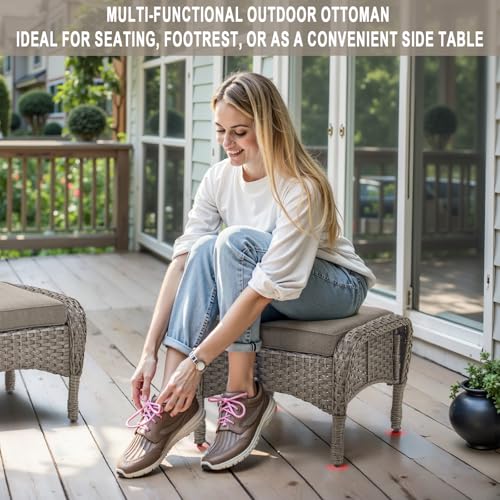 Patio Wicker Chairs Swivel Rocker - Outdoor Swivel Rocking Chairs Set of 2 with Rattan Side Table, Patio Swivel Glider Chair 3 Piece Patio Furniture Sets for Deck Porch Pool Brown/Blue