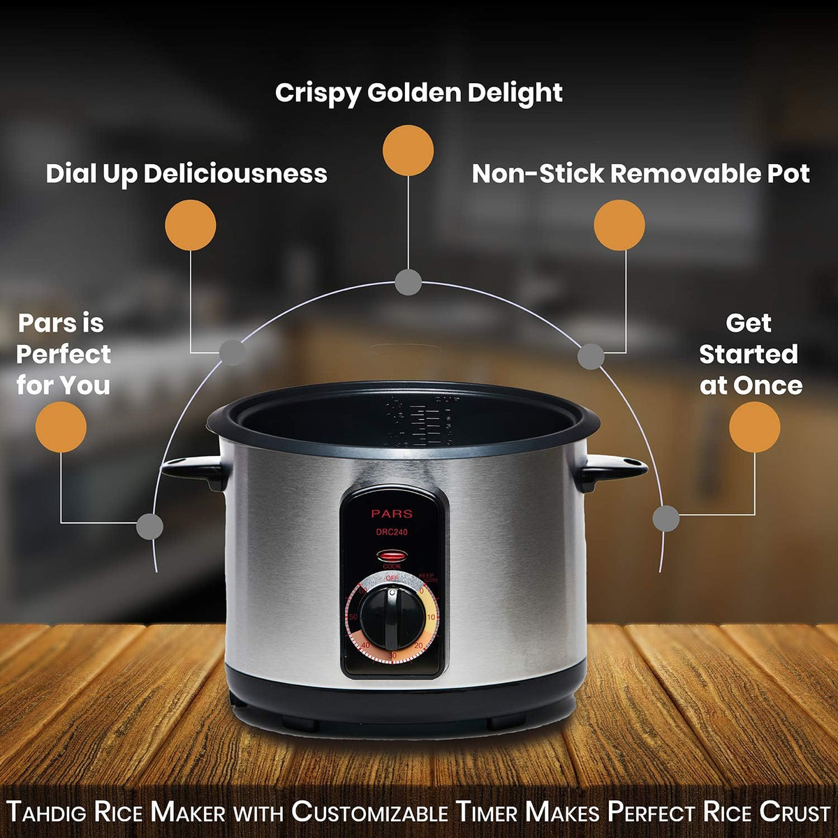 Pars Automatic Persian Rice Cooker - Tahdig Rice Maker Perfect Rice Crust, 10 Cup