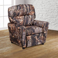 Emma and Oliver Camouflaged Fabric Kids Recliner with Cup Holder