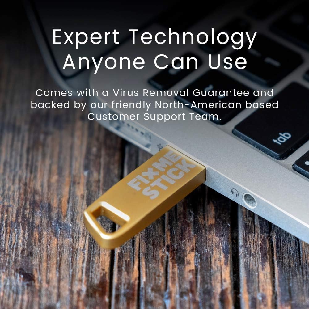 FixMeStick Gold Computer Virus Removal Stick for Windows PCs - Unlimited Use on Up to 3 Laptops or Desktops for 1 Year - Works with Your Antivirus