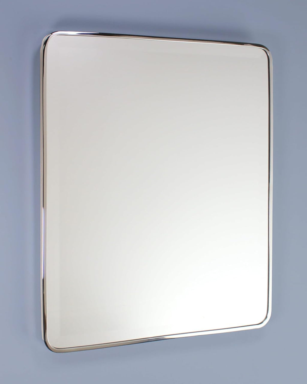 16x20 Austin Farmhouse Metal Framed Rounded Rectangle Recessed Bathroom Medicine Cabinet, Beveled Mirror, 14x18 in-Wall Opening, powder-coated Steel, Glass Shelves, Magnet Close, Brushed Nickel