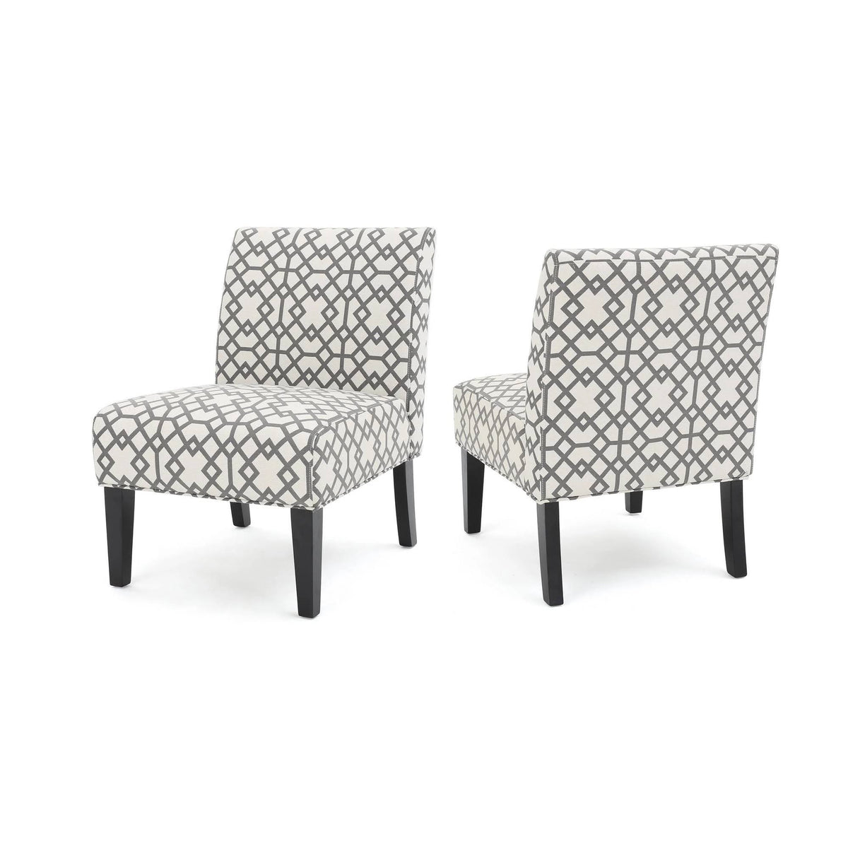 Set of 2 Kassi Accent Chair Geometric Patterned Gray - Christopher Knight Home