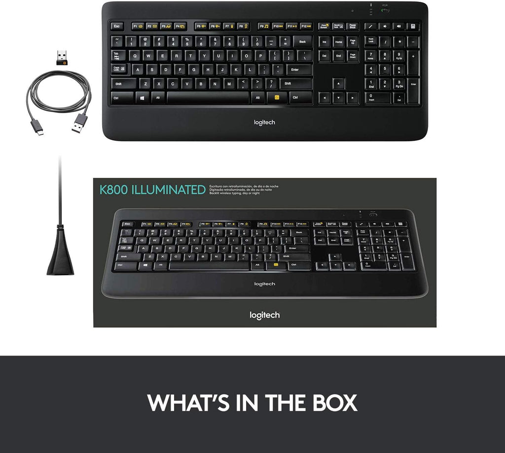 Logitech K800 Wireless Illuminated Keyboard ?? Backlit Keyboard, Fast-Charging, Dropout-Free 2.4GHz Connection
