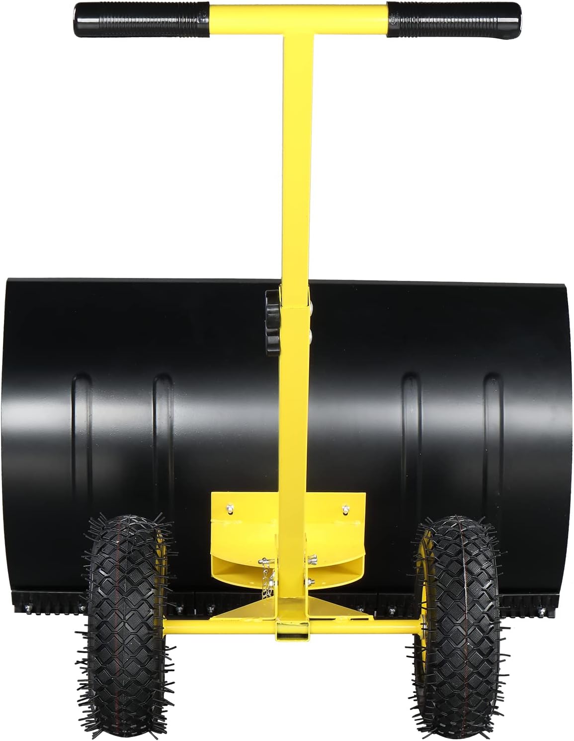 Outvita Snow Shovel with Wheels, 29 Wide 18 Long Snow Plow Shovel Angle & Height Adjustable Padded Handle Efficient Snow Clean Tool for Driveway or Pavement (Yellow)