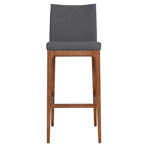 New Pacific Direct Devon PU Leather Counter stool,Walnut Brown Legs,Antique Gray,Set of 2