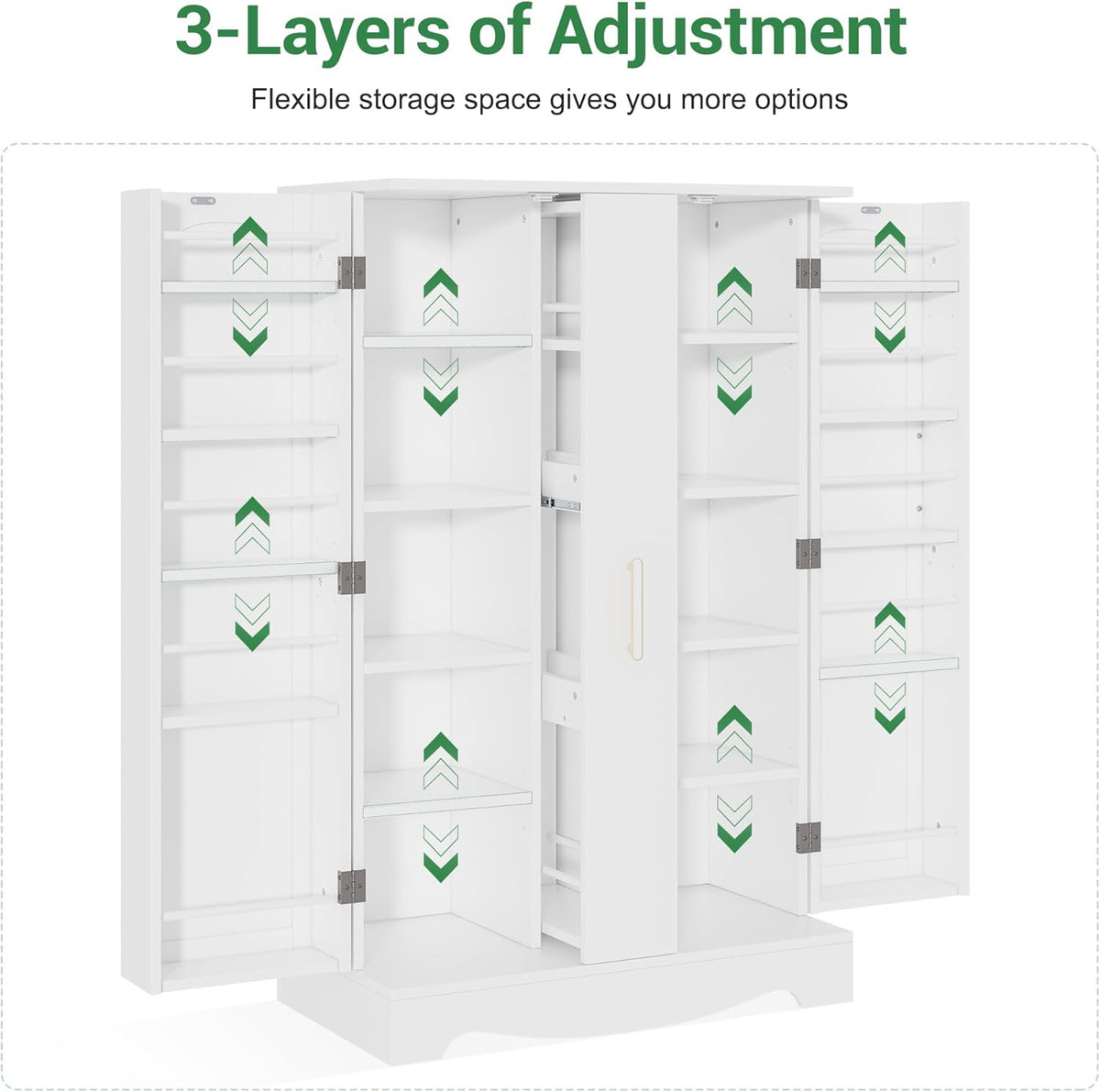 47?? Kitchen Pantry Cabinet with Drawer, Pantry Storage Cabinet with Adjustable Shelves, White Kitchen Pantry Storage Cabinet, Buffet Cupboards Sideboard for Home Office Use